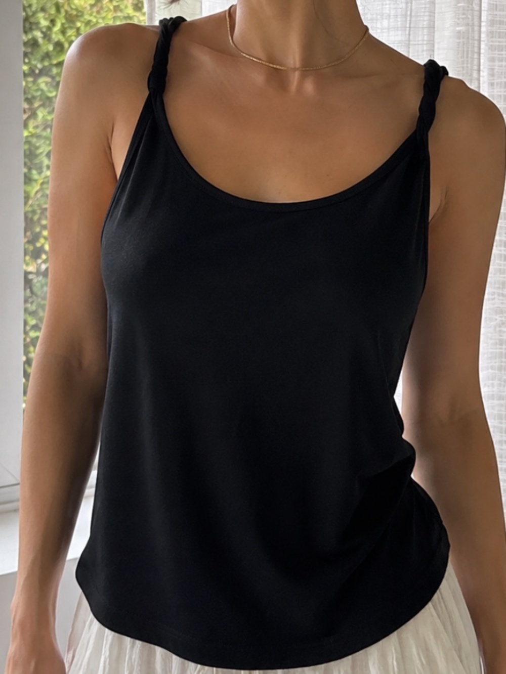nytt black pima cotton deep v-neck tee made in usa size s